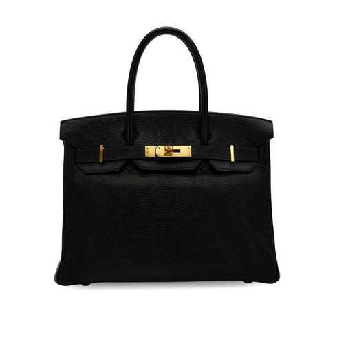 HERMES BIRKIN 30 BLACK ARDENNES HAND BAG 2004 SQUARE H GOLD HARDWARE 90335575