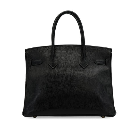 HERMES BIRKIN 30 BLACK ARDENNES HAND BAG 2004 SQUARE H GOLD HARDWARE 90335575