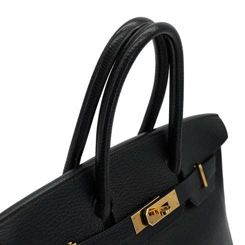 HERMES BIRKIN 30 BLACK ARDENNES HAND BAG 2004 SQUARE H GOLD HARDWARE 90335575