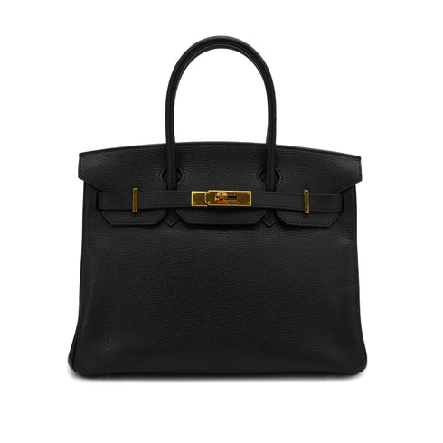 HERMES BIRKIN 30 BLACK VACHE LIEGEE HAND BAG 2008 SQUARE L GOLD HARDWARE 90341427