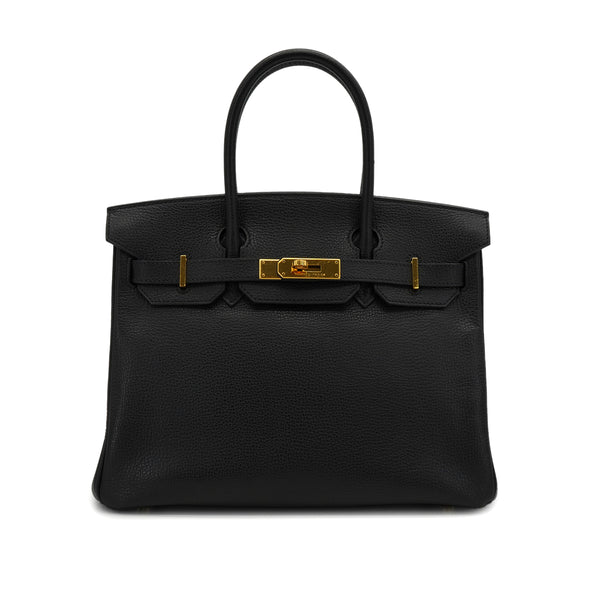 HERMES BIRKIN 30 BLACK VACHE LIEGEE HAND BAG 2008 SQUARE L GOLD HARDWARE 90341427