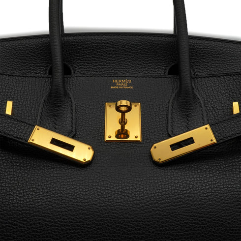 HERMES BIRKIN 30 BLACK VACHE LIEGEE HAND BAG 2008 SQUARE L GOLD HARDWARE 90341427