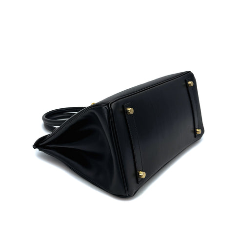 HERMES BIRKIN 30 BLACK BOXCALF HAND BAG 1998 SQUARE B GOLD HARDWARE 90312500