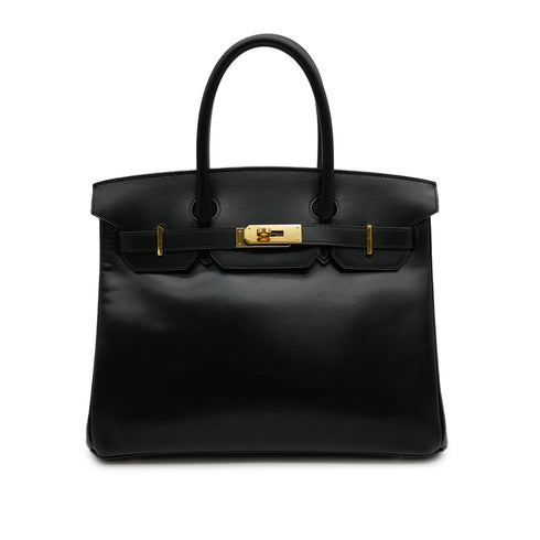 HERMES BIRKIN 30 BLACK BOXCALF HAND BAG 2003 SQUARE G GOLD HARDWARE 90313851
