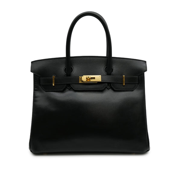 HERMES BIRKIN 30 BLACK BOXCALF HAND BAG 2003 SQUARE G GOLD HARDWARE 90313851