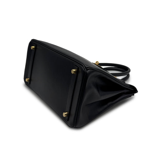 HERMES BIRKIN 30 BLACK BOXCALF HAND BAG 2003 SQUARE G GOLD HARDWARE 90313851