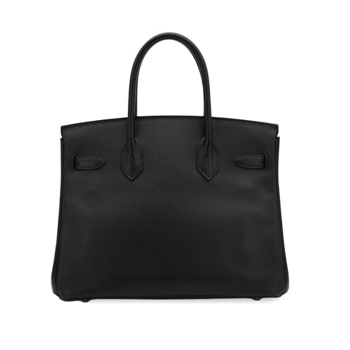 HERMES BIRKIN 30 BLACK EPSOM HAND BAG 2007 SQUARE K PALLADIUM HARDWARE 90351053