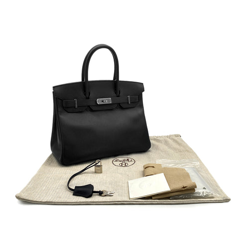 HERMES BIRKIN 30 BLACK EPSOM HAND BAG 2009 SQUARE M PALLADIUM HARDWARE 90314764
