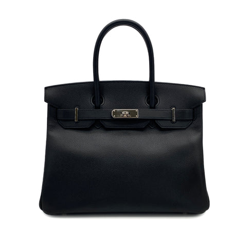 HERMES BIRKIN 30 BLACK EPSOM HAND BAG 2009 SQUARE M PALLADIUM HARDWARE 90314764