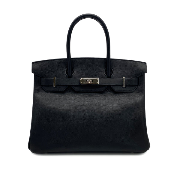 HERMES BIRKIN 30 BLACK EPSOM HAND BAG 2009 SQUARE M PALLADIUM HARDWARE 90314764
