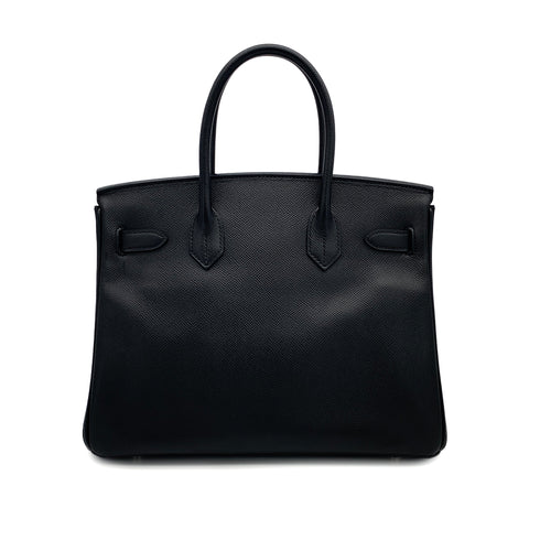 HERMES BIRKIN 30 BLACK EPSOM HAND BAG 2009 SQUARE M PALLADIUM HARDWARE 90314764