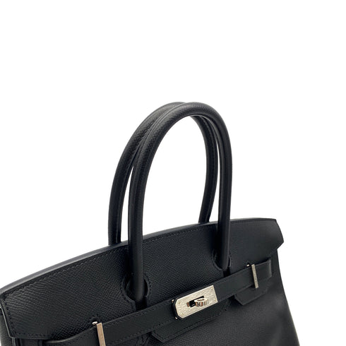HERMES BIRKIN 30 BLACK EPSOM HAND BAG 2009 SQUARE M PALLADIUM HARDWARE 90314764