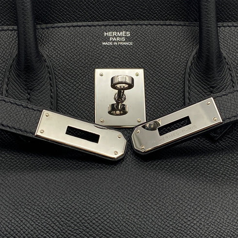 HERMES BIRKIN 30 BLACK EPSOM HAND BAG 2009 SQUARE M PALLADIUM HARDWARE 90314764