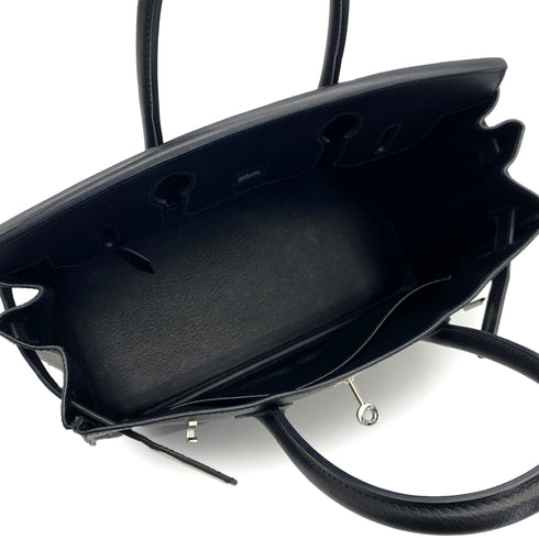 HERMES BIRKIN 30 BLACK EPSOM HAND BAG 2009 SQUARE M PALLADIUM HARDWARE 90314764