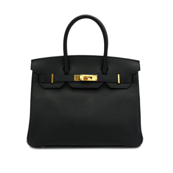HERMES BIRKIN 30 BLACK EPSOM HAND BAG 2018 C STAMP GOLD HARDWARE 90327187