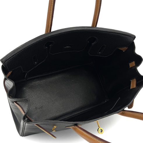 HERMES BIRKIN 30 BLACK NATUREL ARDENNES HAND BAG 1995 CIRCLE Y GOLD HARDWARE 90322922