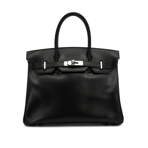 HERMES BIRKIN 30 BLACK ROUGE H BOX CALF HAND BAG 2009 SQUARE M PALLADIUM HARDWARE SPO 90326204