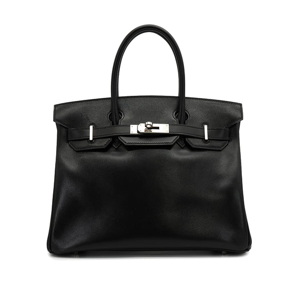 HERMES BIRKIN 30 BLACK ROUGE H BOX CALF HAND BAG 2009 SQUARE M PALLADIUM HARDWARE SPO 90326204