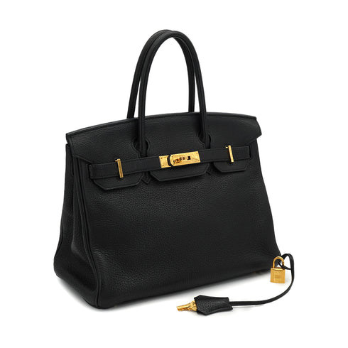 HERMES BIRKIN 30 BLACK TAURILLON CLEMENCE HAND BAG 2008 SQUARE L GOLD HARDWARE 90330942