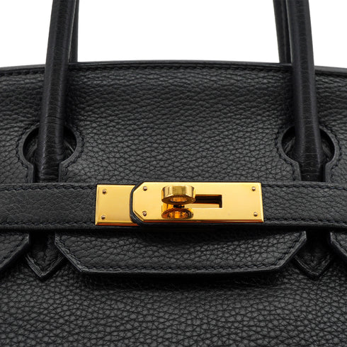 HERMES BIRKIN 30 BLACK TAURILLON CLEMENCE HAND BAG 2008 SQUARE L GOLD HARDWARE 90330942