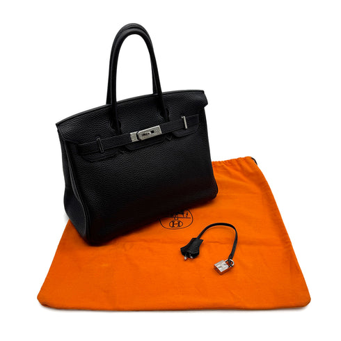 HERMES BIRKIN 30 BLACK TOGO HAND BAG 2005 SQUARE I PALLADIUM HARDWARE 90313415