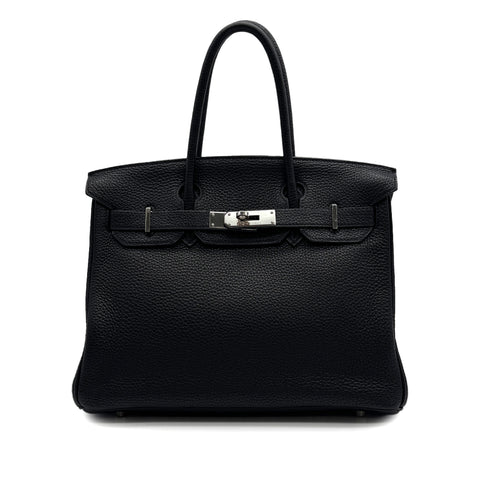 HERMES BIRKIN 30 BLACK TOGO HAND BAG 2005 SQUARE I PALLADIUM HARDWARE 90313415