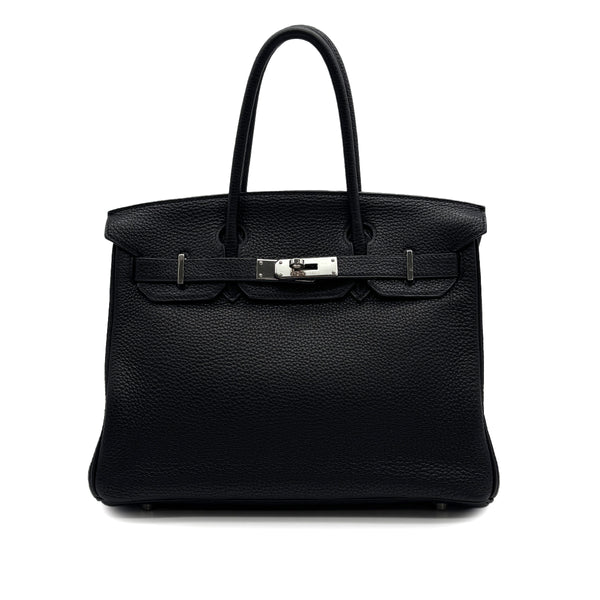 HERMES BIRKIN 30 BLACK TOGO HAND BAG 2005 SQUARE I PALLADIUM HARDWARE 90313415