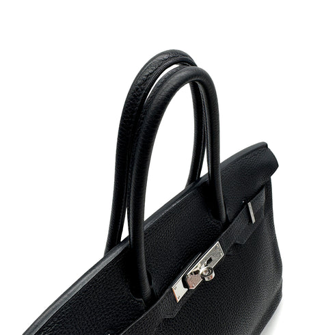 HERMES BIRKIN 30 BLACK TOGO HAND BAG 2005 SQUARE I PALLADIUM HARDWARE 90313415