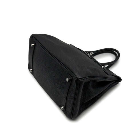 HERMES BIRKIN 30 BLACK TAURILLON CLEMENCE HAND BAG 2009 SQUARE M PALLADIUM HARDWARE 90313847