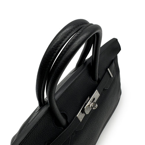 HERMES BIRKIN 30 BLACK TAURILLON CLEMENCE HAND BAG 2009 SQUARE M PALLADIUM HARDWARE 90313847