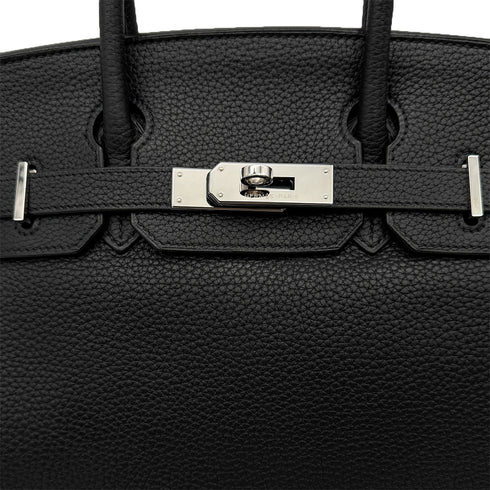 HERMES BIRKIN 30 BLACK TAURILLON CLEMENCE HAND BAG 2009 SQUARE M PALLADIUM HARDWARE 90313847