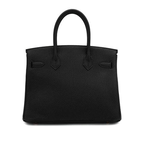 HERMES BIRKIN 30 BLACK TOGO HAND BAG 2016 X STAMP ROSE GOLD HARDWARE 90325330