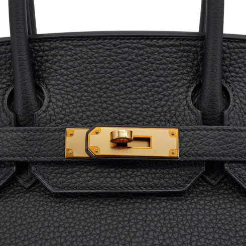 HERMES BIRKIN 30 BLACK TOGO HAND BAG 2016 X STAMP ROSE GOLD HARDWARE 90325330