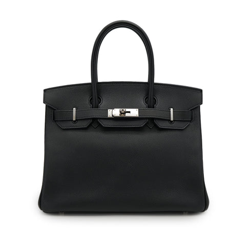 HERMES BIRKIN 30 BLACK VEAU EPSOM HAND BAG 2009 SQUARE M PALLADIUM HARDWARE 90325602