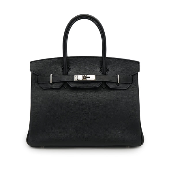 HERMES BIRKIN 30 BLACK VEAU EPSOM HAND BAG 2009 SQUARE M PALLADIUM HARDWARE 90325602