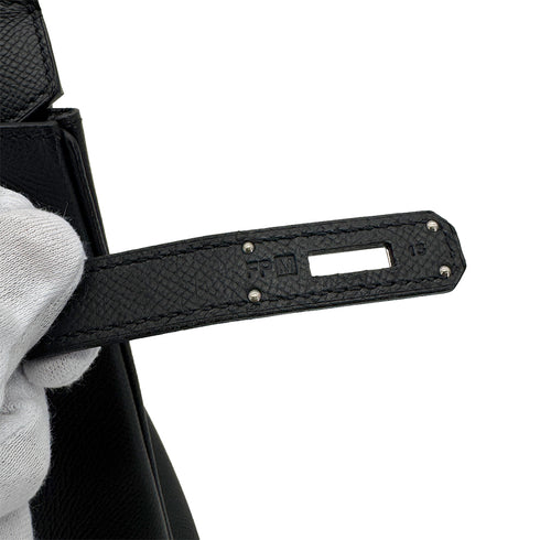 HERMES BIRKIN 30 BLACK VEAU EPSOM HAND BAG 2009 SQUARE M PALLADIUM HARDWARE 90325602