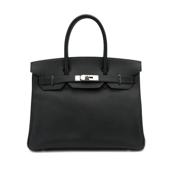 HERMES BIRKIN 30 BLACK VEAU EPSOM HAND BAG 2009 SQUARE M PALLADIUM HARDWARE 90322915