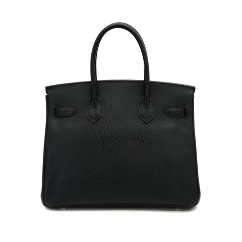 HERMES BIRKIN 30 BLACK VEAU EPSOM HAND BAG 2009 SQUARE M PALLADIUM HARDWARE 90322915