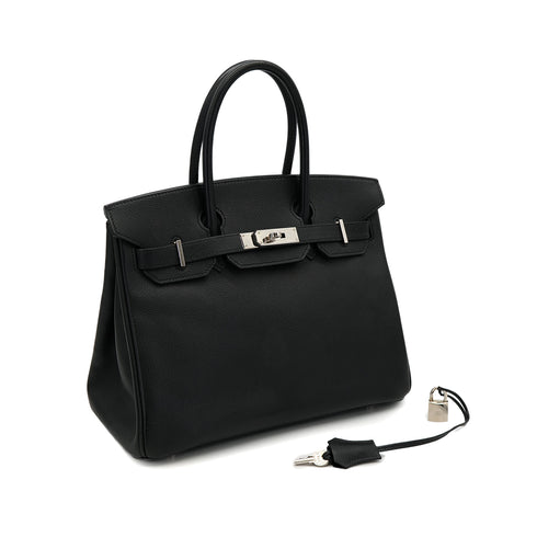 HERMES BIRKIN 30 BLACK VEAU EPSOM HAND BAG 2009 SQUARE M PALLADIUM HARDWARE 90322915