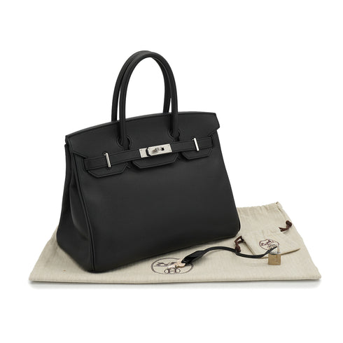 HERMES BIRKIN 30 BLACK VEAU EPSOM HAND BAG 2016 X STAMP PALLADIUM HARDWARE 90331417