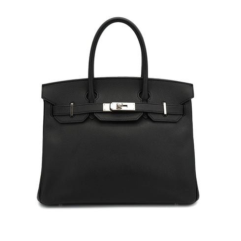 HERMES BIRKIN 30 BLACK VEAU EPSOM HAND BAG 2016 X STAMP PALLADIUM HARDWARE 90331417