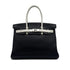 HERMES BIRKIN 30 BLACK WHITE TAURILLON CLEMENCE HAND BAG 2007 SQUARE K PALLADIUM HARDWARE 90315616