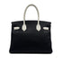 HERMES BIRKIN 30 BLACK WHITE TAURILLON CLEMENCE HAND BAG 2007 SQUARE K PALLADIUM HARDWARE 90315616