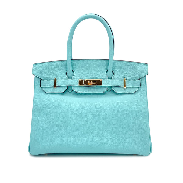 HERMES BIRKIN 30 BLEU ATOLL VEAU EPSOM HAND BAG 2015 T GOLD HARDWARE 90322852