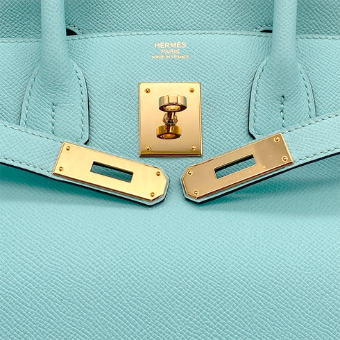 HERMES BIRKIN 30 BLEU ATOLL VEAU EPSOM HAND BAG 2015 T GOLD HARDWARE 90322852