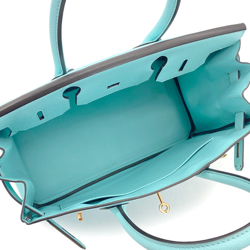 HERMES BIRKIN 30 BLEU ATOLL VEAU EPSOM HAND BAG 2015 T GOLD HARDWARE 90322852