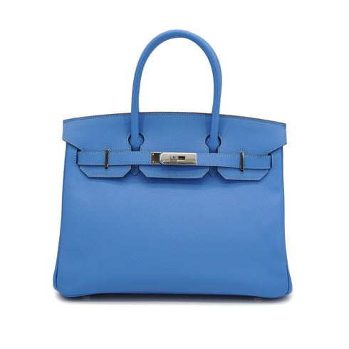 HERMES BIRKIN 30 BLEU PARADIS VEAU EPSOM HAND BAG 2014 SQUARE R PALLADIUM HARDWARE 90348526