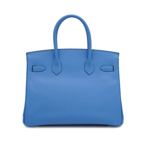 HERMES BIRKIN 30 BLEU PARADIS VEAU EPSOM HAND BAG 2014 SQUARE R PALLADIUM HARDWARE 90348526