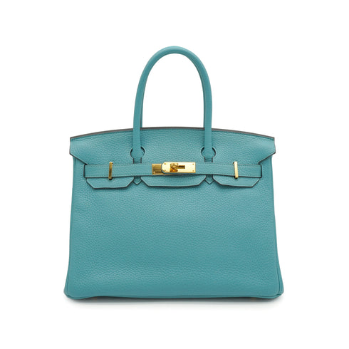 HERMES BIRKIN 30 BLEU SAINT CYR TAURILLON CLEMENCE HAND BAG 2015 T STAMP GOLD HARDWARE 90340907