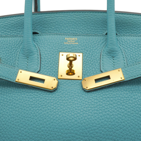 HERMES BIRKIN 30 BLEU SAINT CYR TAURILLON CLEMENCE HAND BAG 2015 T STAMP GOLD HARDWARE 90340907